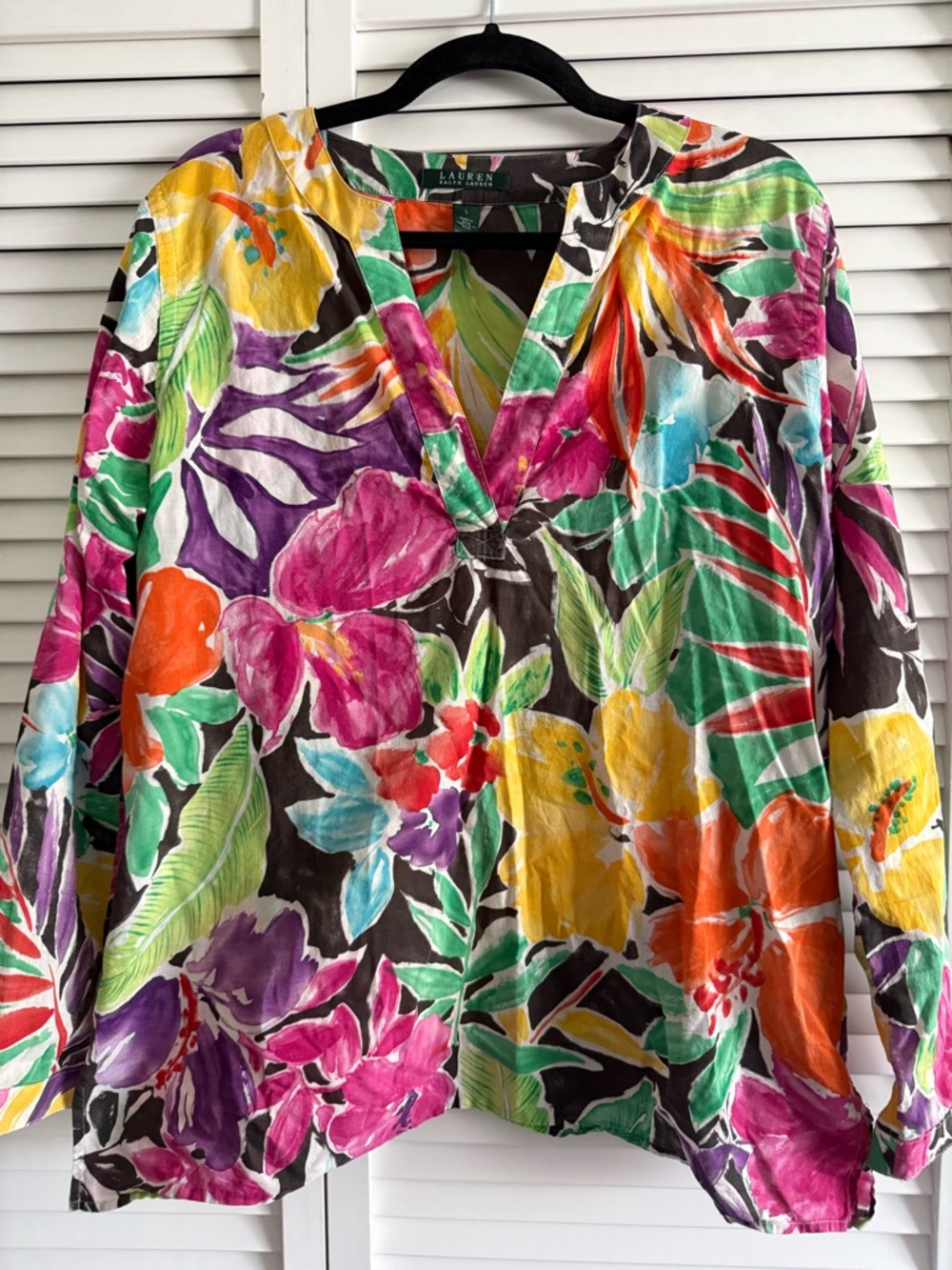 Ralph Lauren Multicolor Tropical Floral V-Neck Top